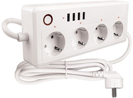 MKF-TSW251 Prodlužovák 4×220V/16A+4×USB