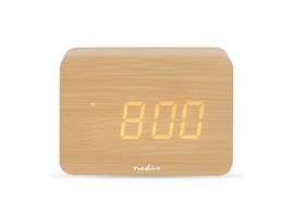 Nedis CLDK2008BN budík LED, tichý, dřevo