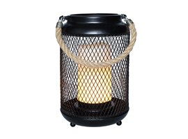 Solight kovová lucerna s LED svíčkou, teplá bílá, 3xAA, černá, 20cm