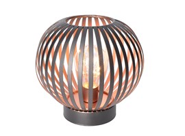 Solight kovová kulatá lucerna se žárovkou s micro LED, teplá bílá, měděná, 3xAA, 19cm