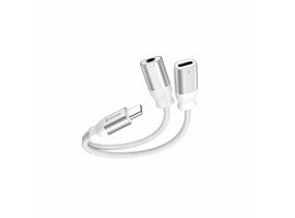 Swissten AD. USB-C/USB-C/AUX 0,12 M BÍLÝ