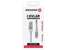 Swissten KABEL USB/USB-C 1,5 M BÍLÝ