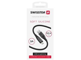 Swissten KAB. USB-A/LIGHT. 0,4 M ČERNÝ