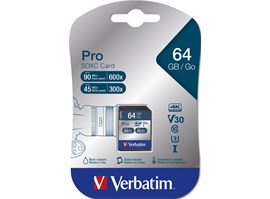 Verbatim SDXC 64GB paměťová karta PRO UHS-I (U3) (90MB/s), V30, Class 10