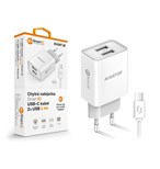 ALI CN 2,4A,2xUSB, USB-C, bílá CHA0043