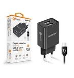 ALI CN 2,4A,2xUSB, USB-C, černá CHA0042