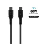 Krátký nabíjecí a datový Liquid silicone kabel FIXED s konektory USB-C/USB-C a podporou PD, 0.5m, USB 2.0, 60W, černý