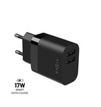 Síťová nabíječka FIXED s 2xUSB výstupem, 17W Smart Rapid Charge, černá
