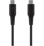 Krátký nabíjecí a datový Liquid silicone kabel FIXED s konektory USB-C/USB-C a podporou PD, 0.3m, USB 2.0, 60W, černý