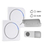 Solight 2x bezdrátový zvonek, do zásuvky + bateriový, 200m, bílý, learning code