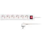 Solight Prodlužovací přívod, 6 zásuvek, bílý, vypínač, 3m